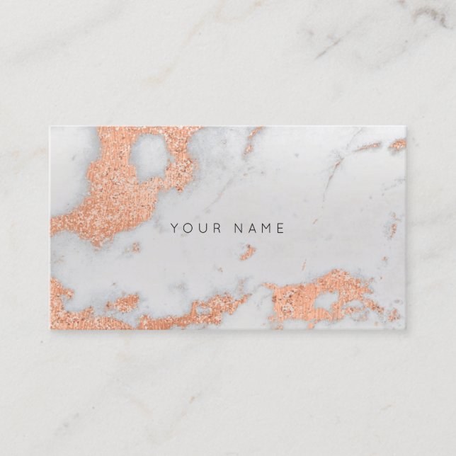 Grey Rose Copper Gold  Marble Metallic Stylist Business Card (Front)