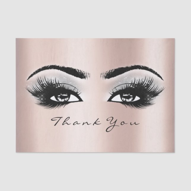 Grey Rose Gold Blush Lashes Thank You Eyes Tissue Paper (Front)