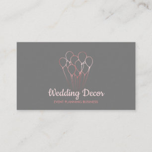 Grey Rose Gold Event Birthday Party Balloon Business Card