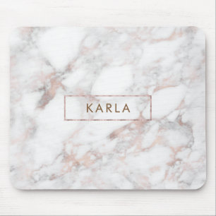 Grey & Rose-gold Faux Marble Mouse Mat