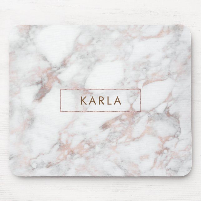 Grey & Rose-gold Faux Marble Mouse Mat (Front)