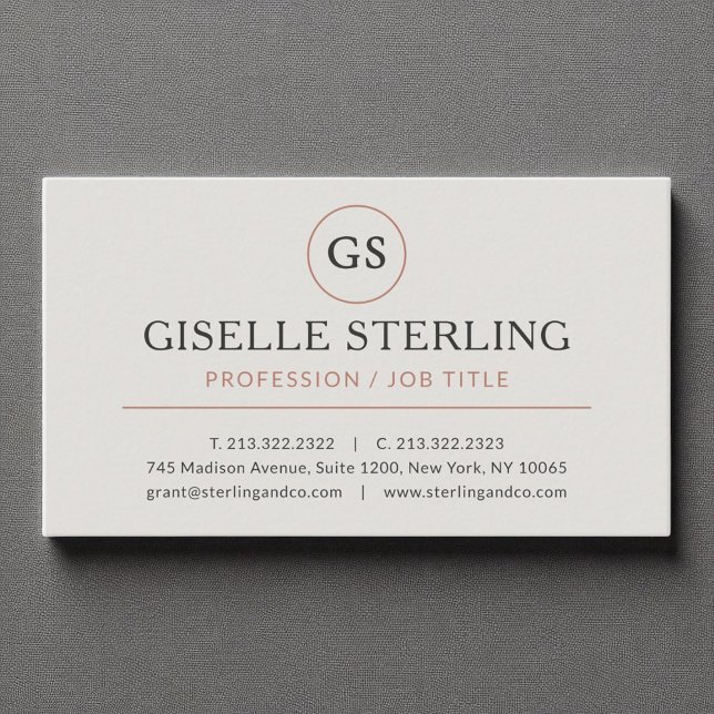 Grey Rose Gold Luxury Minimalist Professional  Business Card (Creator Uploaded)