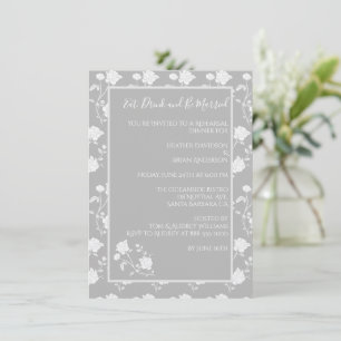 Grey Rose Rehearsal Dinner Invitation