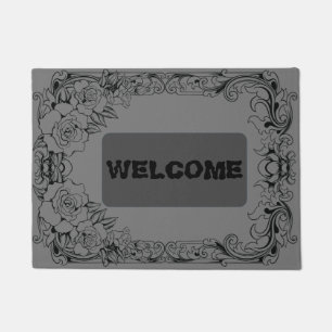 Grey Roses Doormat