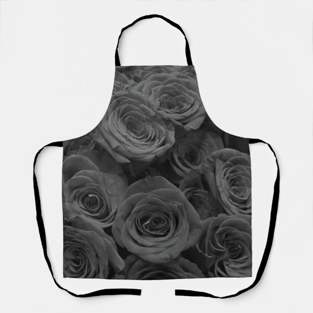 Grey roses, grey floral photo     apron (Front)