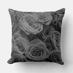 Grey roses, grey floral photo  cushion