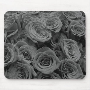 Grey roses, grey floral photo   mouse mat