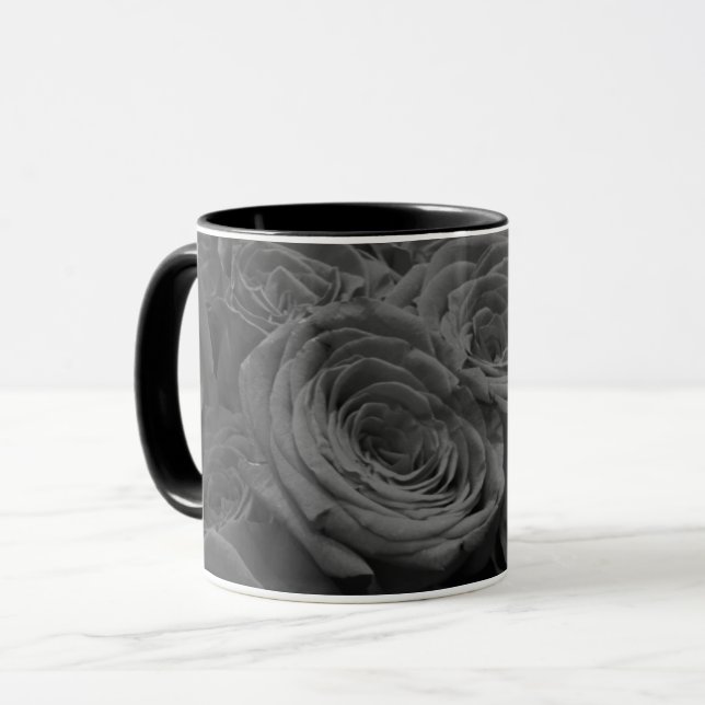 Grey roses, grey floral photo     mug (Front Left)