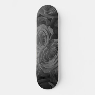 Grey roses, grey floral photo skateboard