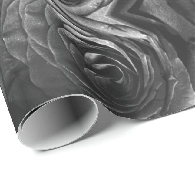 Grey roses, grey floral photo  wrapping paper (Roll Corner)
