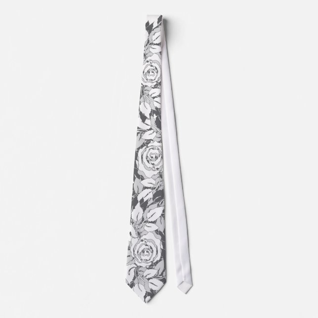 grey roses tie (Front)