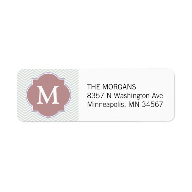 Grey & Rosy Brown Modern Chevron Custom Monogram (Front)