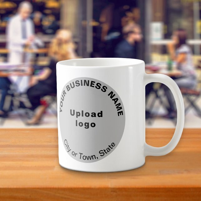 Grey Round Business Brand on Mug (Gray round business brand on mug)