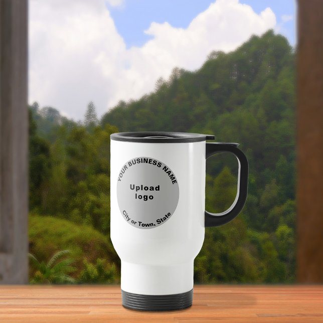 Grey Round Business Brand on Travel Mug (Creator Uploaded)
