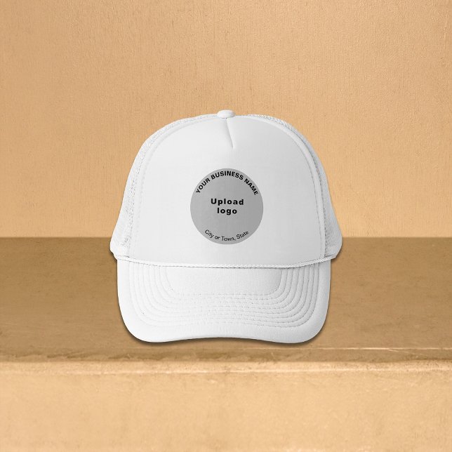 Grey Round Business Brand on Trucker Hat (Gray round business brand on trucker hat)
