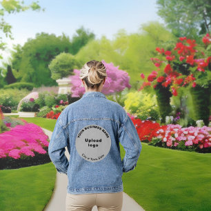 Grey Round Business Brand on Women's Denim Jacket
