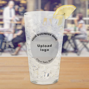Grey Round Shape Business Brand on Glass Cup