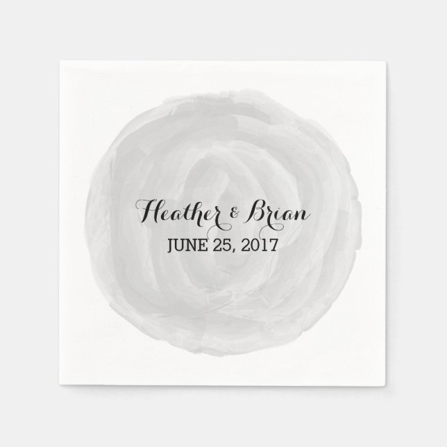 Grey Round Watercolor Paper Napkins (Front)