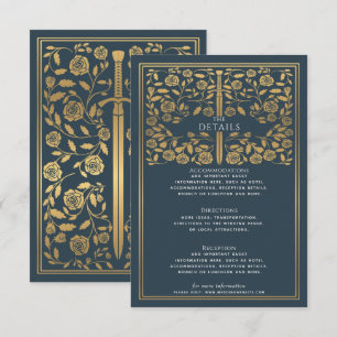 Grey Royal Mediaeval Sword Wedding Details  Enclosure Card