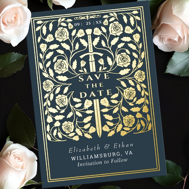 Grey Royal Mediaeval Sword Wedding Save the Date (Creator Uploaded)