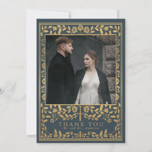 Grey Royal Mediaeval Sword Wedding Thank You Card