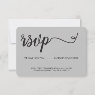 Grey RSVP without mailing Reserved Seat party Card