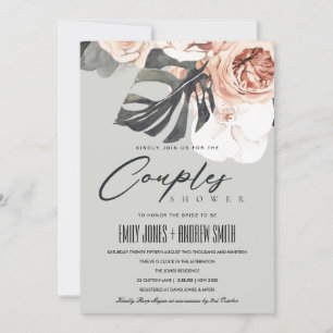 GREY RUST FLORAL MONSTRERA COUPLES SHOWER INVITE