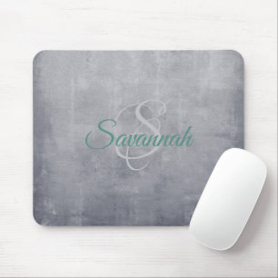 Grey rustic Abstract monogram Mouse Mat