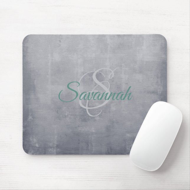 Grey rustic Abstract monogram Mouse Mat (With Mouse)
