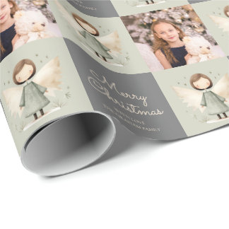 Grey Rustic Angel 1 Photo Wrapping Paper