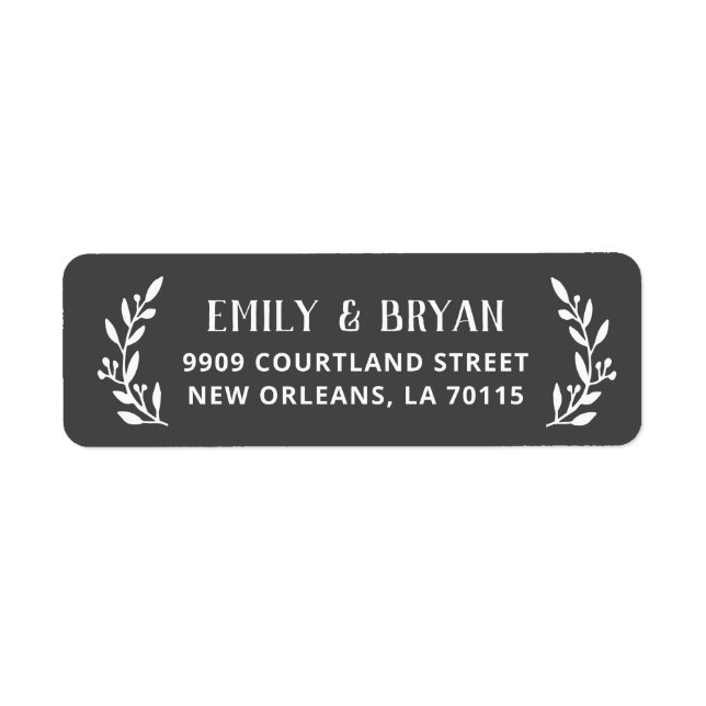 Grey Rustic Branch Wedding Return Address (Front)