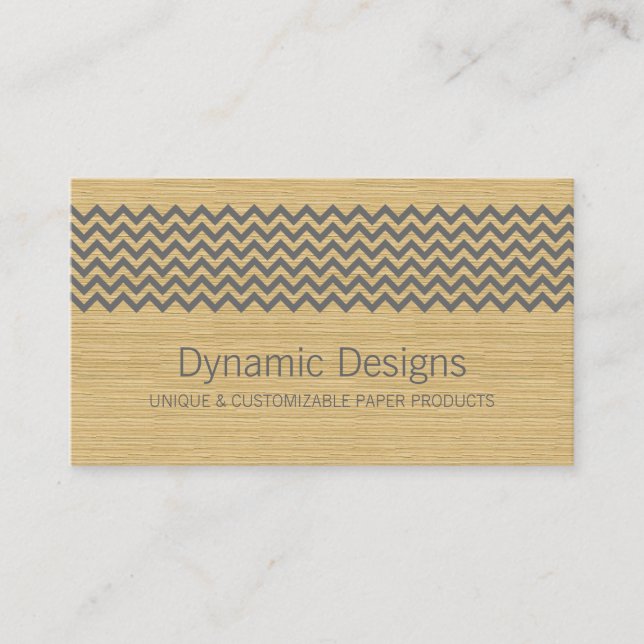 Grey Rustic Chevron Business Card (Front)
