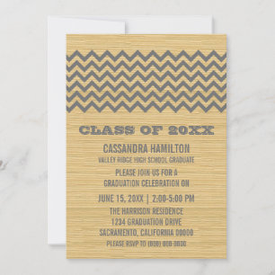 Grey Rustic Chevron Graduation Invite