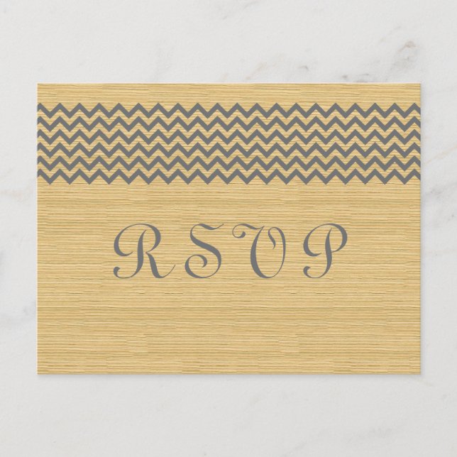 Grey Rustic Chevron RSVP Postcard (Front)