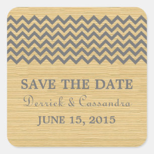 Grey Rustic Chevron Save the Date Stickers