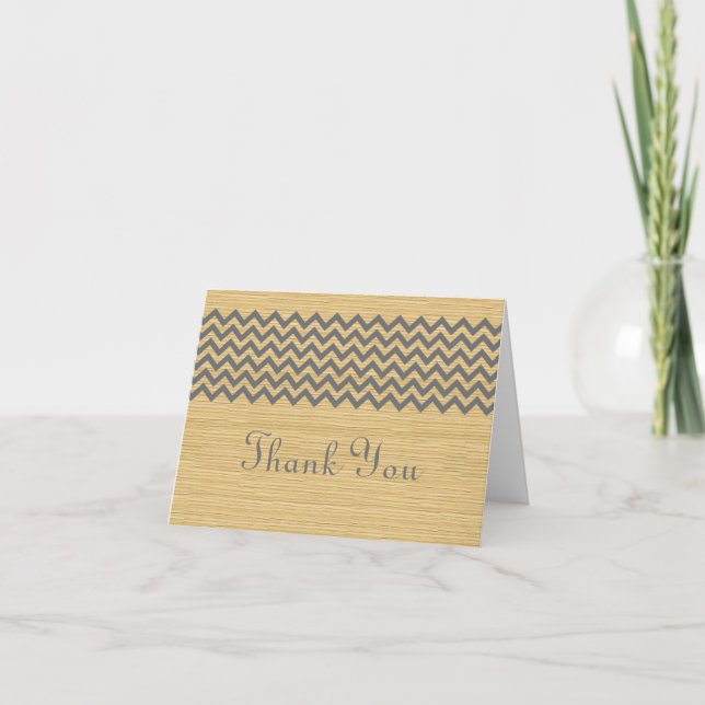 Grey Rustic Chevron Thank You Card (Front)