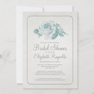 Grey Rustic Floral/Flower Bridal Shower Invitation