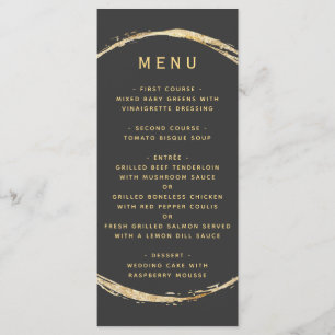 Grey Rustic Gold Circle Frame Ampersand Wedding Menu