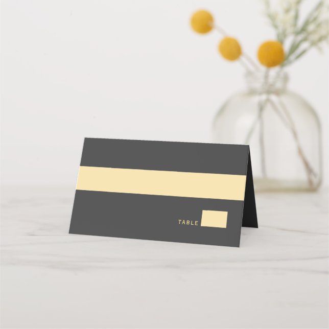 Grey Rustic Gold Circle Frame Ampersand Wedding Place Card (Front)