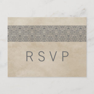 Grey Rustic Lace RSVP Postcard