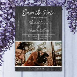 Grey Rustic Photo Save The Date