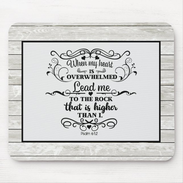 Grey Rustic Wood Christian Bible Verse Overwhelm Mouse Mat (Front)