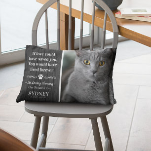 Grey Rustic Wood Elegant Photo Cat Memorial Decorative Cushion