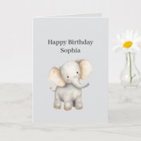 Grey Safari Elephant Birthday