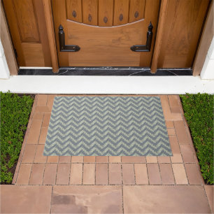 Grey Sage Chevron Modern Minimalist Design Doormat