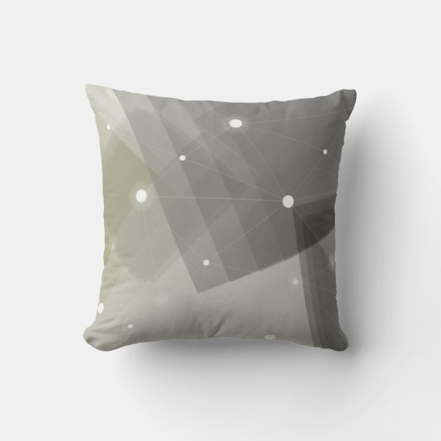 Grey & Sage Green Geometric Pattern Throw Pillow (Front)