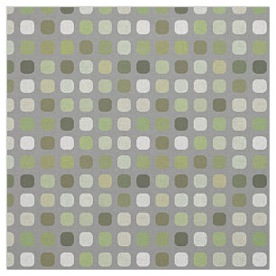 Grey Sage Olive Green Round Squares Art Fabric