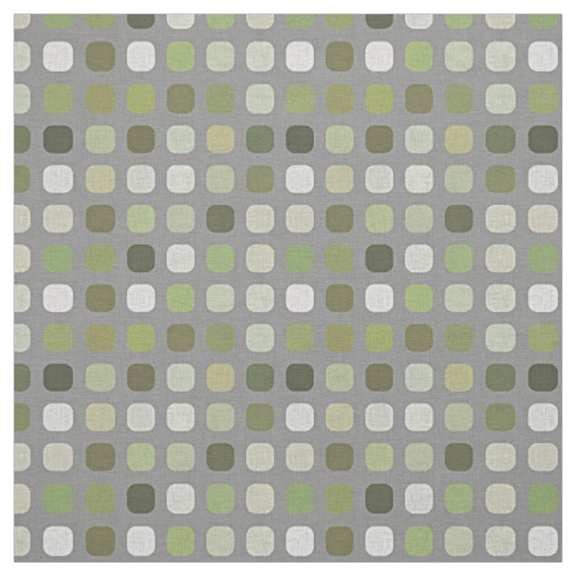 Grey Sage Olive Green Round Squares Art Fabric (Swatch)