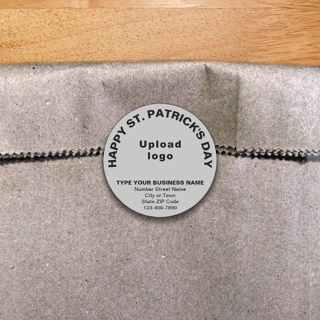 Grey Saint Patrick Business Round Sticker (Creator Uploaded)