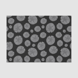 Grey sand dollars on black Halloween Tissue Paper